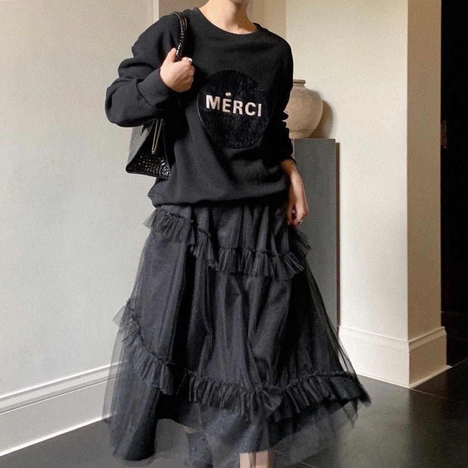 Merci Warm Sweatshirt (2Colors) - Angie&Ash