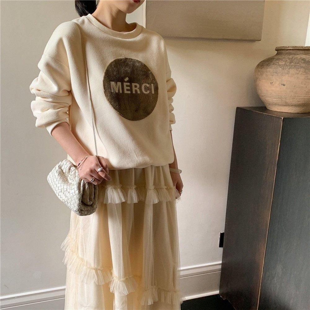 Merci Warm Sweatshirt (2Colors) - Angie&Ash