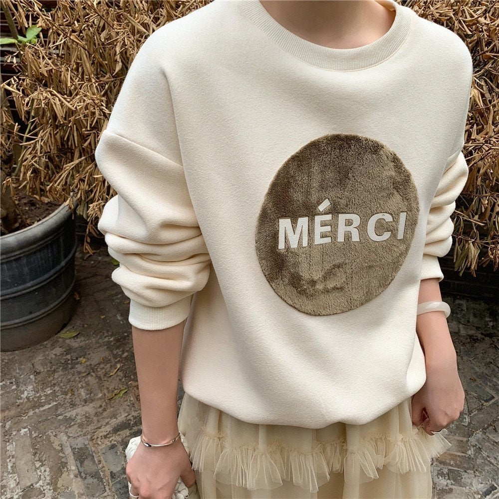 Merci Warm Sweatshirt (2Colors) - Angie&Ash