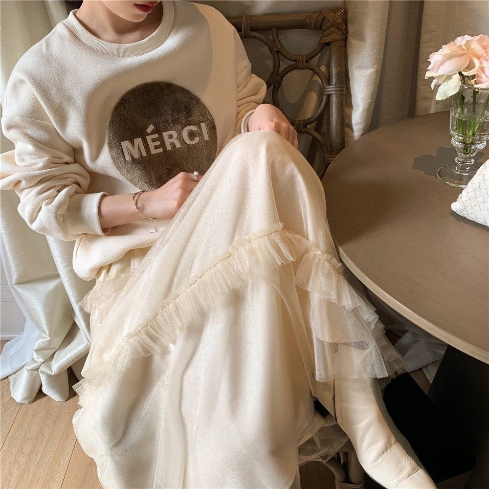 Merci Warm Sweatshirt (2Colors) - Angie&Ash